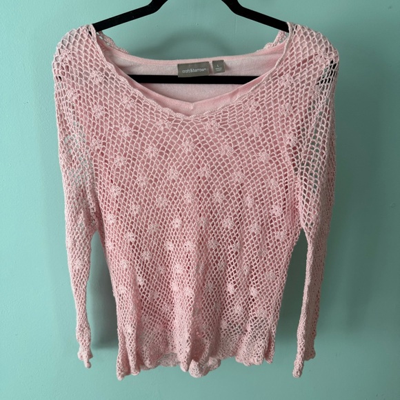 croft & barrow Sweaters - Croft & Barrow Pink Knit Sweater Size Large